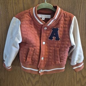 Red and White Quilted Varsity Jacket 12 M